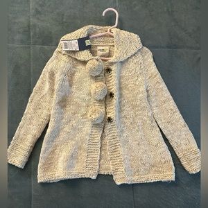 NWT - Genuine Kids Girls Osh Kosh Pom Pom snap cardigan size 4T / oatmeal color